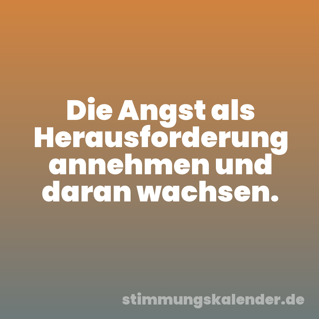 Die Angst als Herausforderung annehmen und daran wachsen.