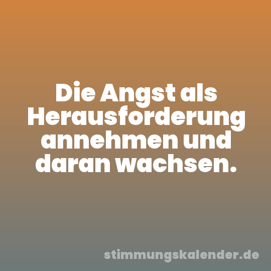 Die Angst als Herausforderung annehmen und daran wachsen.