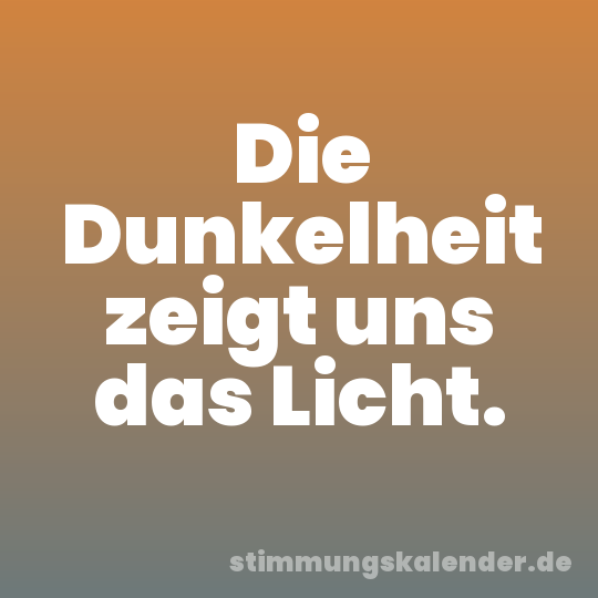Die Dunkelheit zeigt uns das Licht.