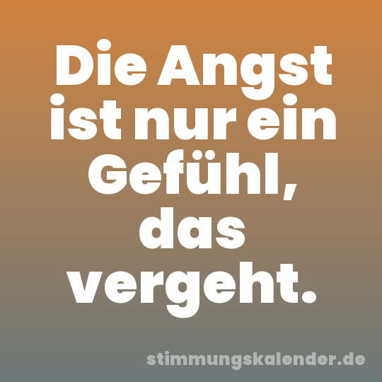 Die Angst ist nur ein Gefühl, das vergeht.