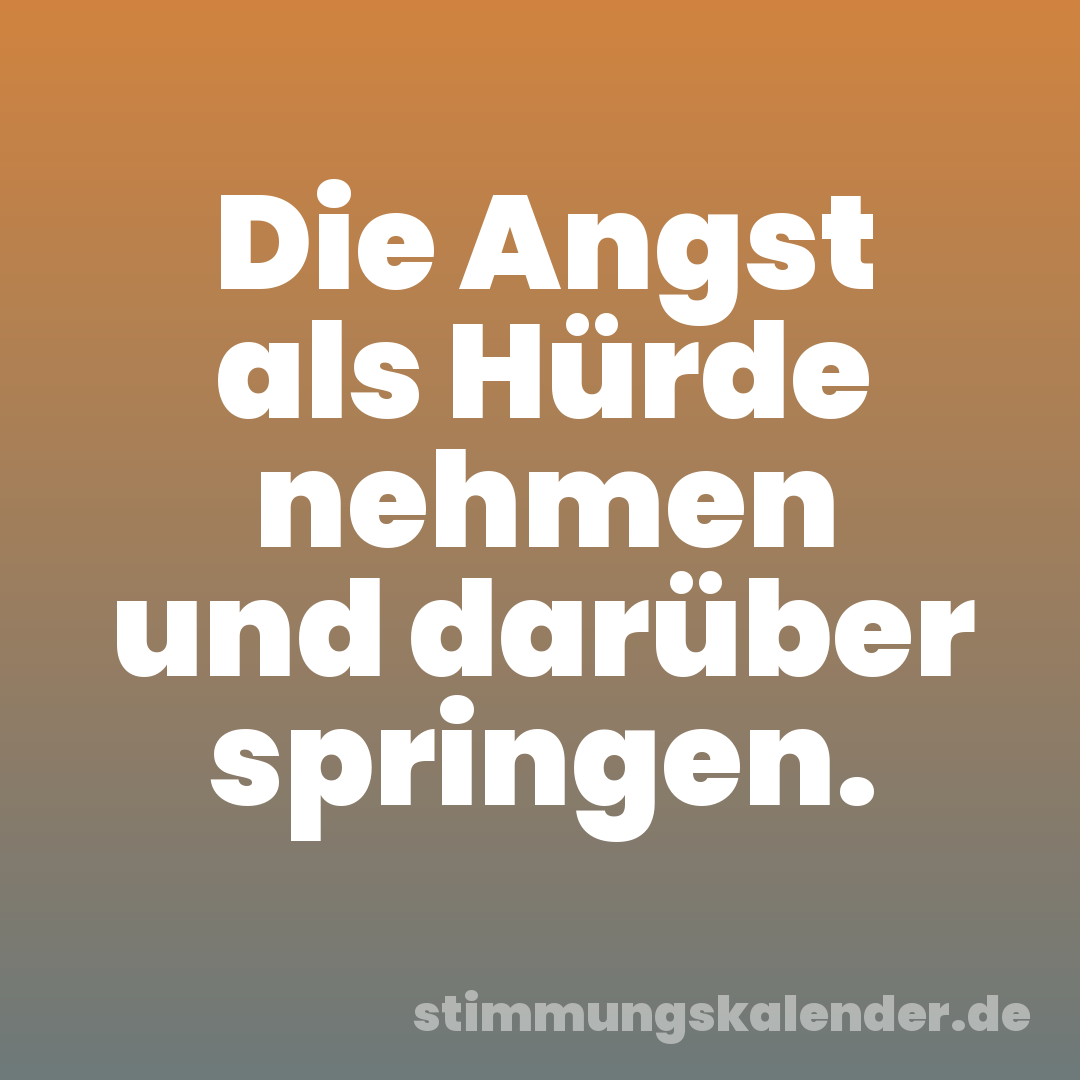 Die Angst als Hürde nehmen und darüber springen.