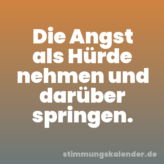 Die Angst als Hürde nehmen und darüber springen.