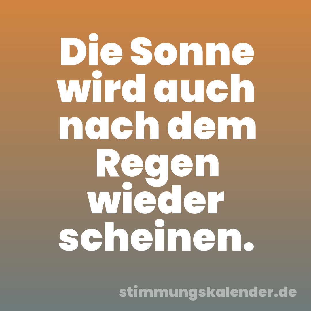Die Sonne wird auch nach dem Regen wieder scheinen.