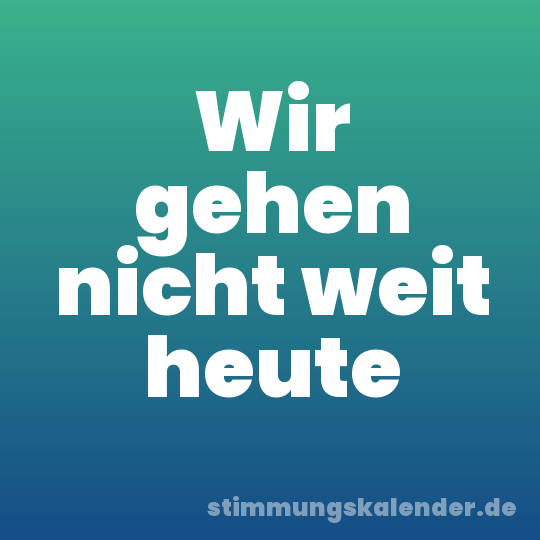 Wir gehen nicht weit heute