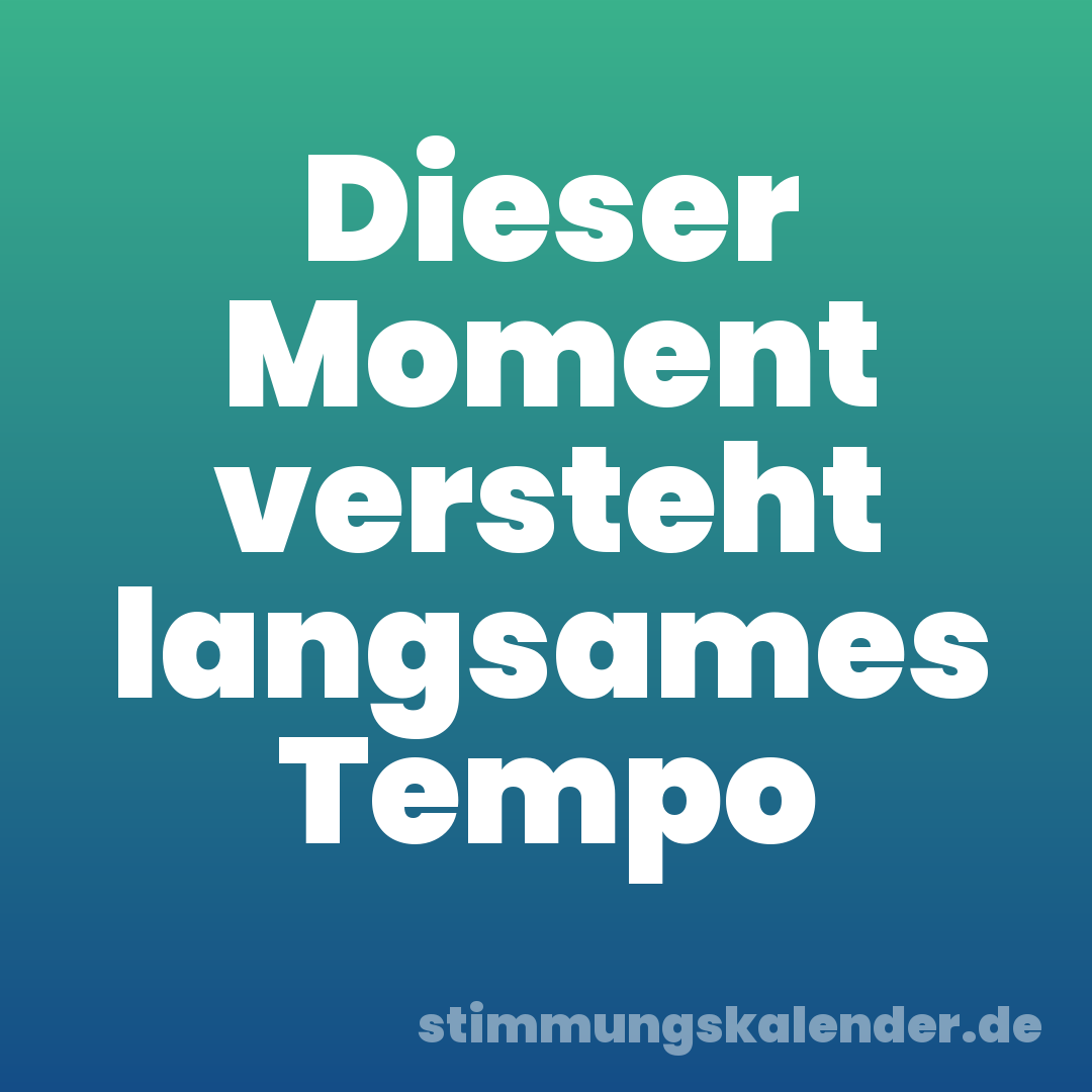 Dieser Moment versteht langsames Tempo