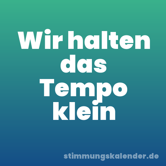 Wir halten das Tempo klein