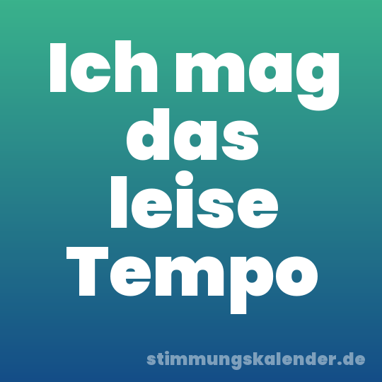 Ich mag das leise Tempo