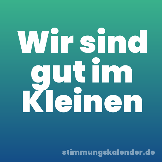 Wir sind gut im Kleinen