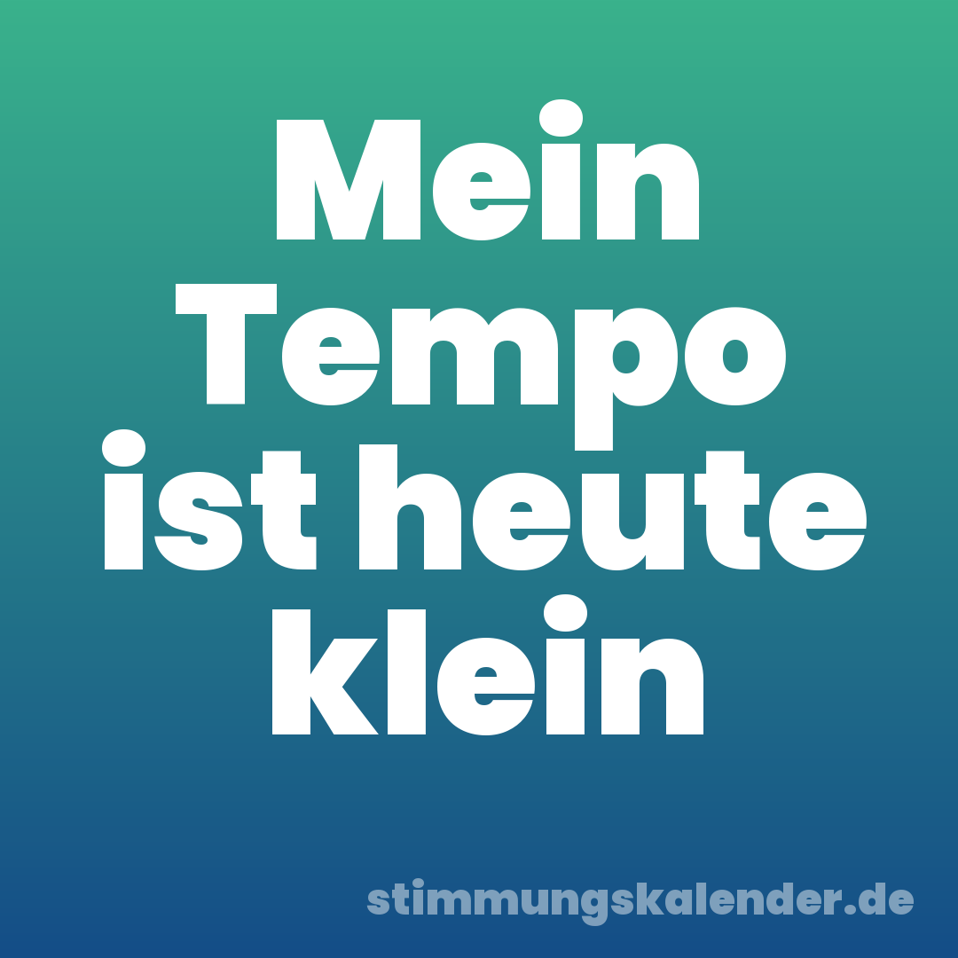 Mein Tempo ist heute klein