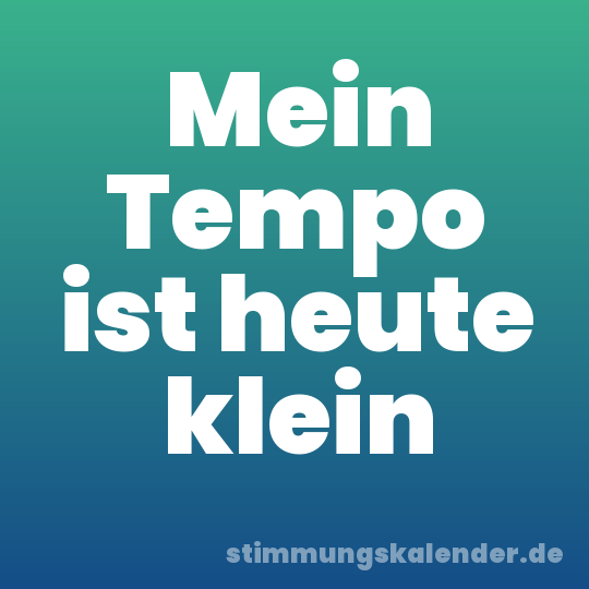 Mein Tempo ist heute klein
