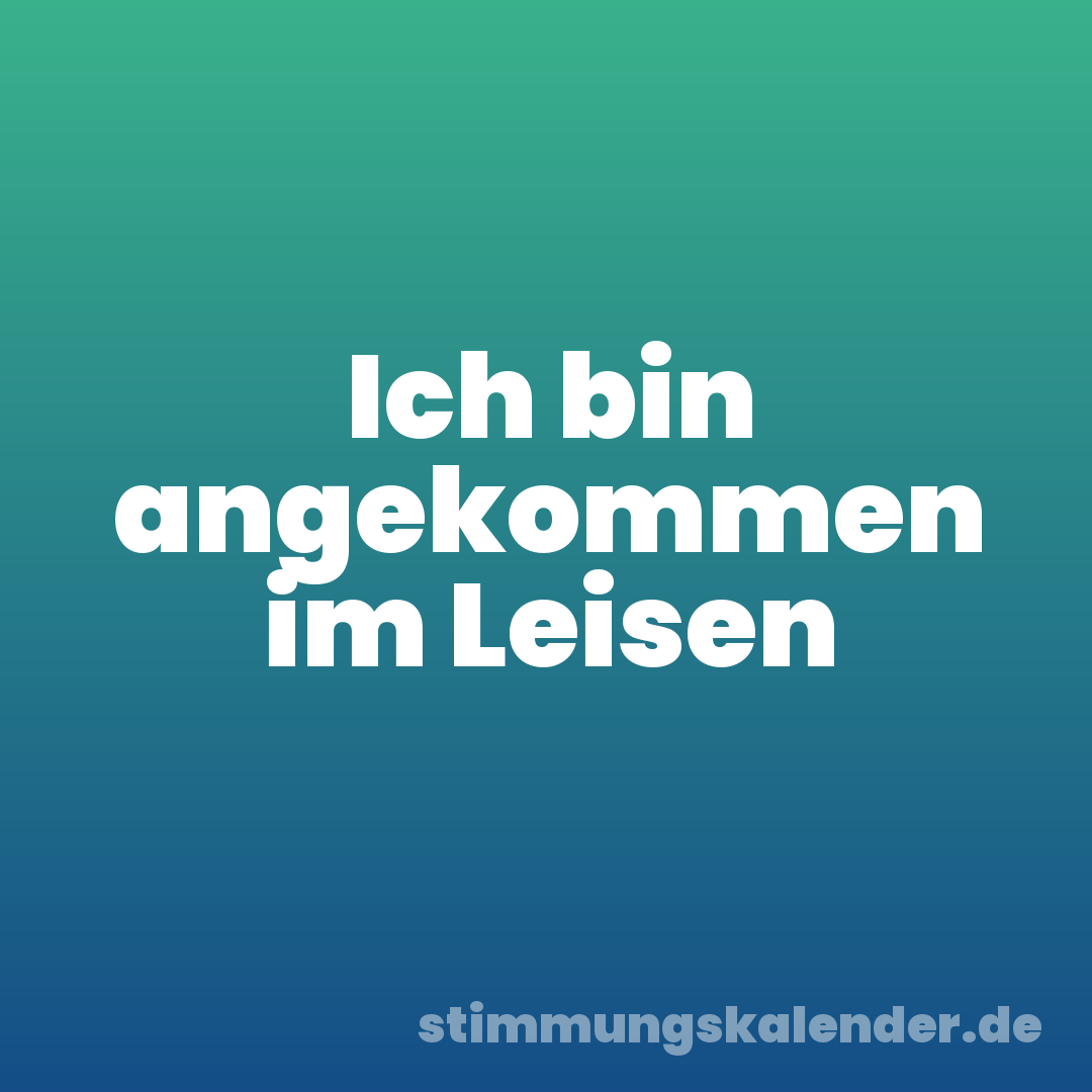 Ich bin angekommen im Leisen