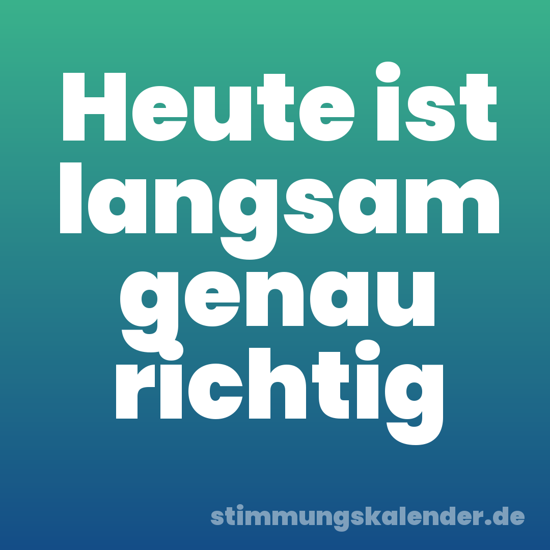 Heute ist langsam genau richtig