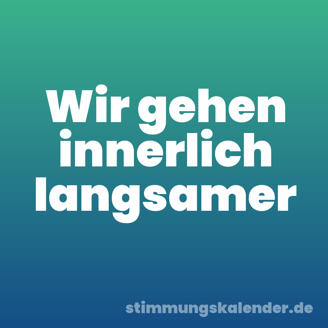 Wir gehen innerlich langsamer