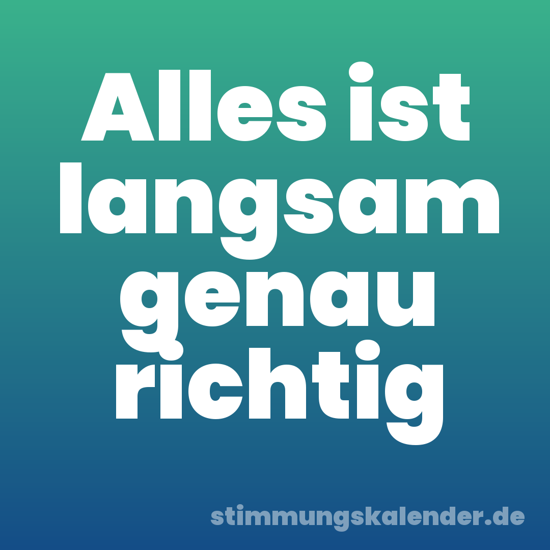 Alles ist langsam genau richtig