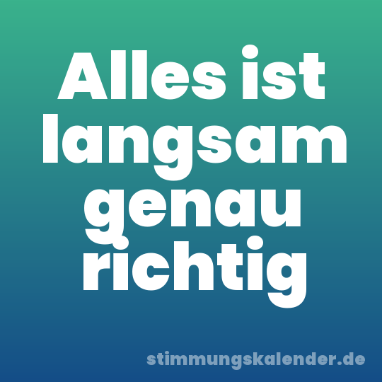 Alles ist langsam genau richtig