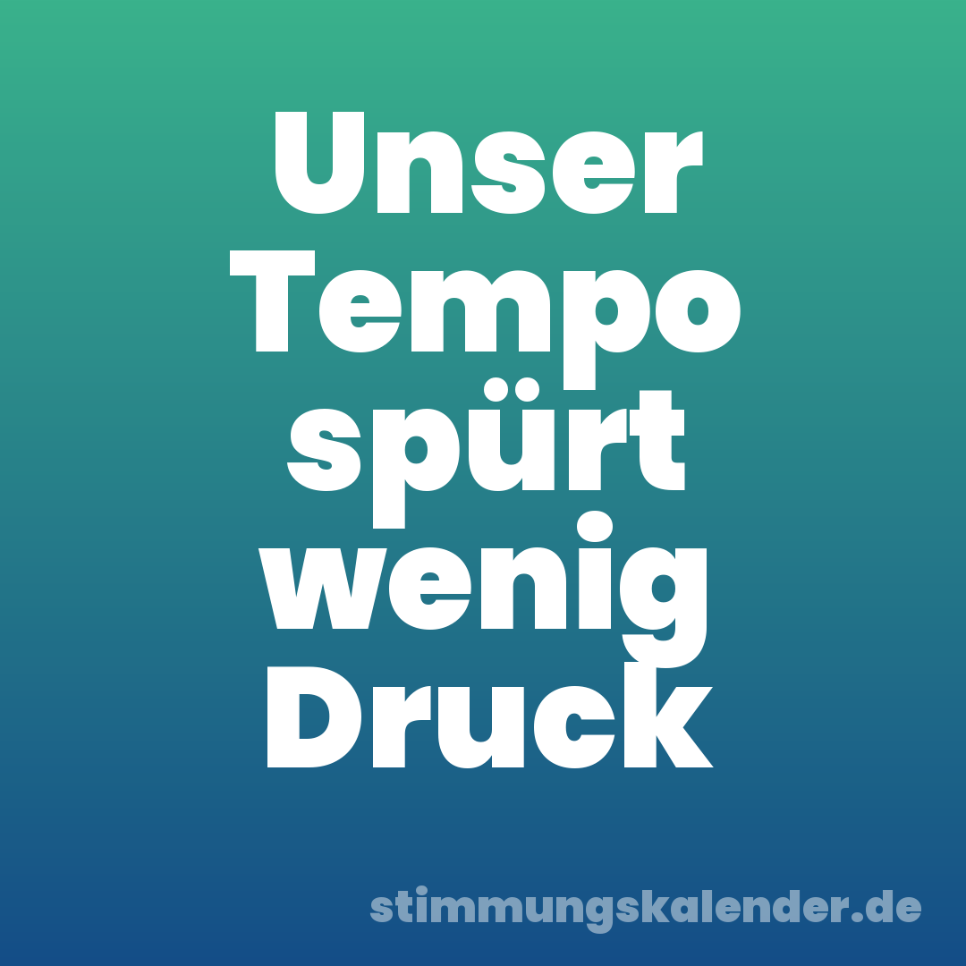 Unser Tempo spürt wenig Druck