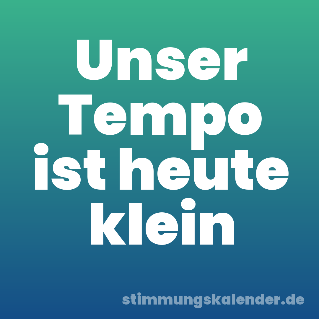 Unser Tempo ist heute klein