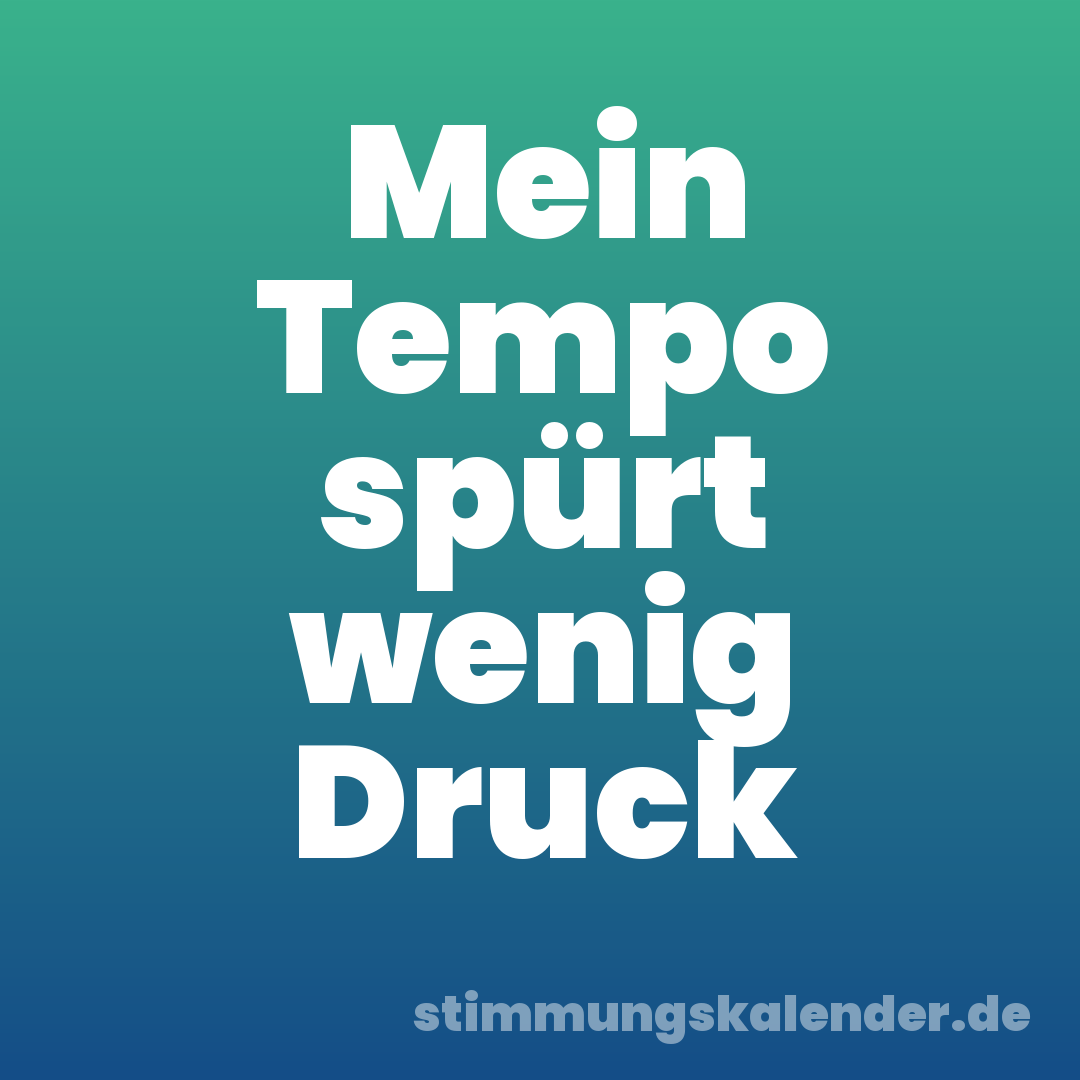 Mein Tempo spürt wenig Druck