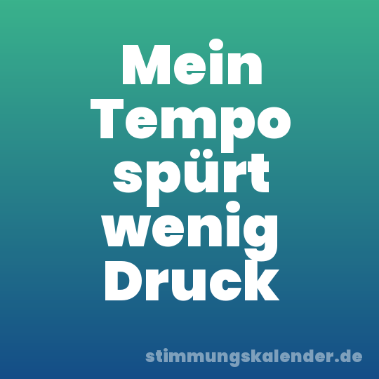 Mein Tempo spürt wenig Druck