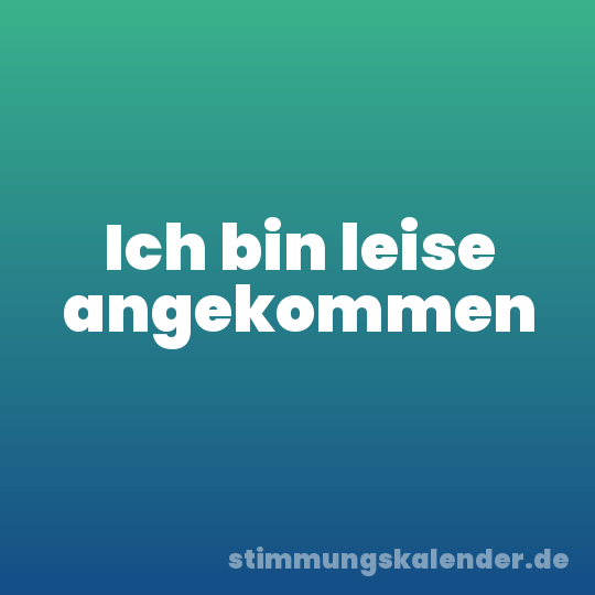 Ich bin leise angekommen