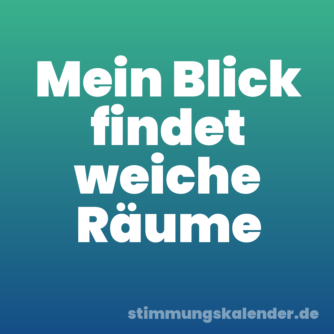 Mein Blick findet weiche Räume