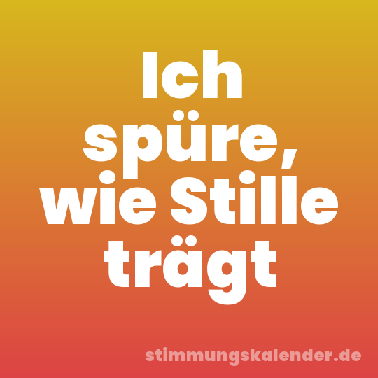 Ich spüre, wie Stille trägt