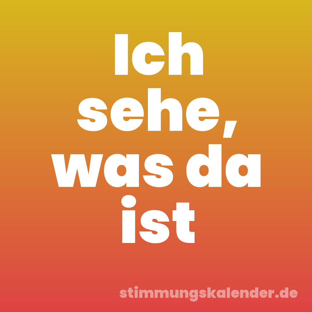 Ich sehe, was da ist