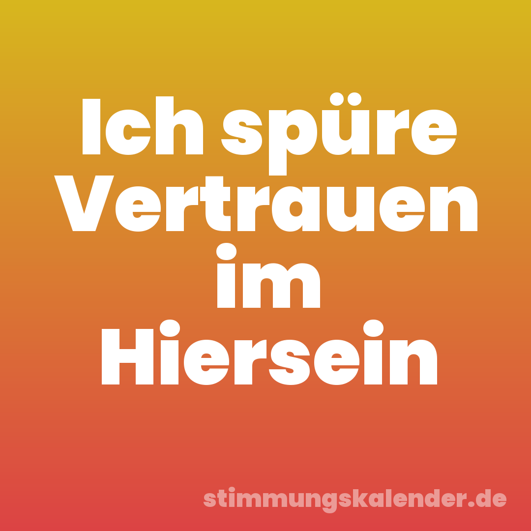 Ich spüre Vertrauen im Hiersein