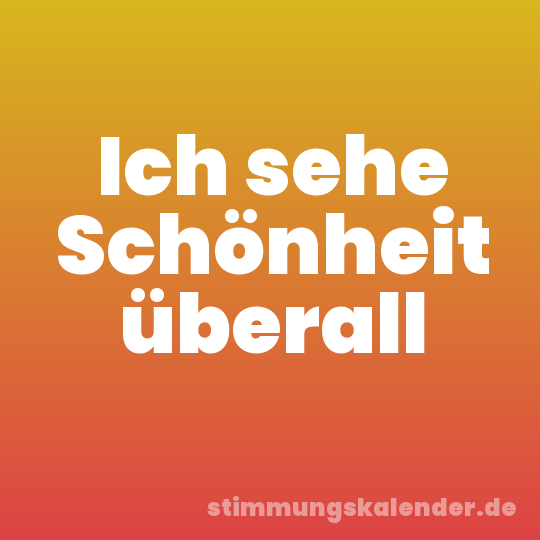 Ich sehe Schönheit überall