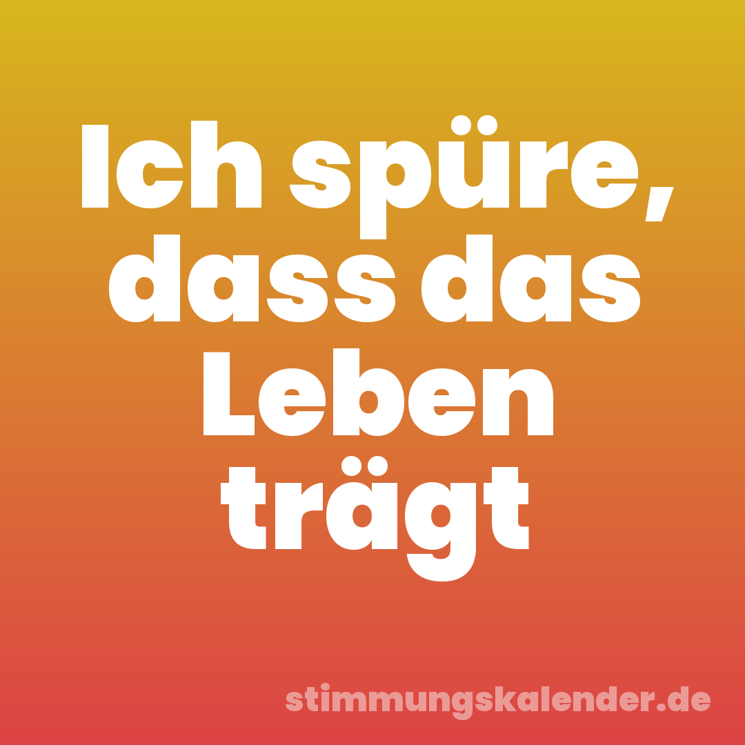 Ich spüre, dass das Leben trägt