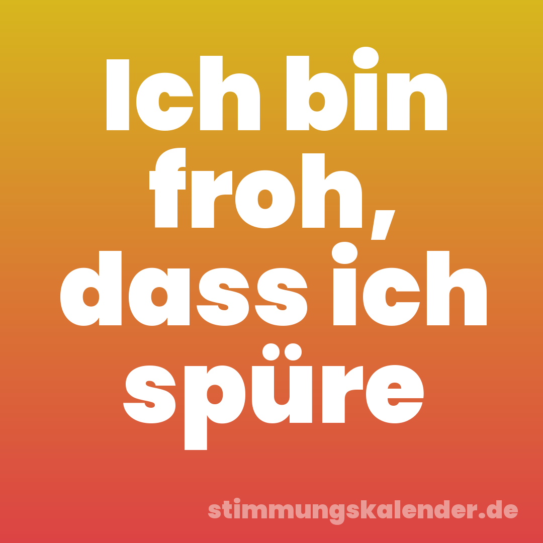 Ich bin froh, dass ich spüre