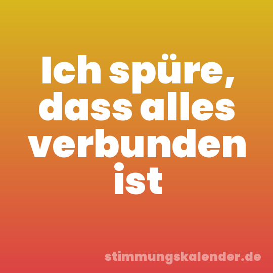 Ich spüre, dass alles verbunden ist
