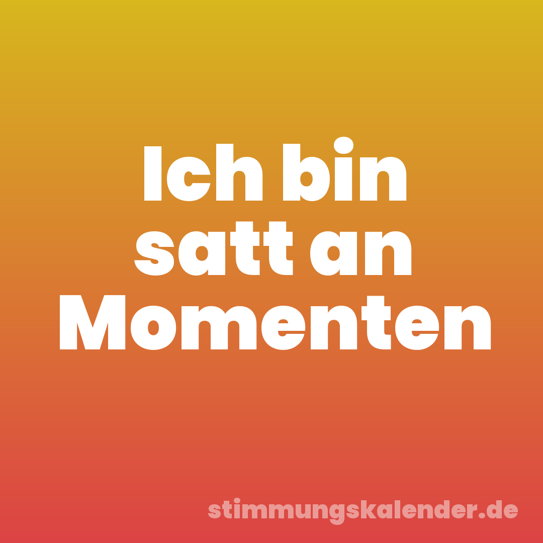 Ich bin satt an Momenten