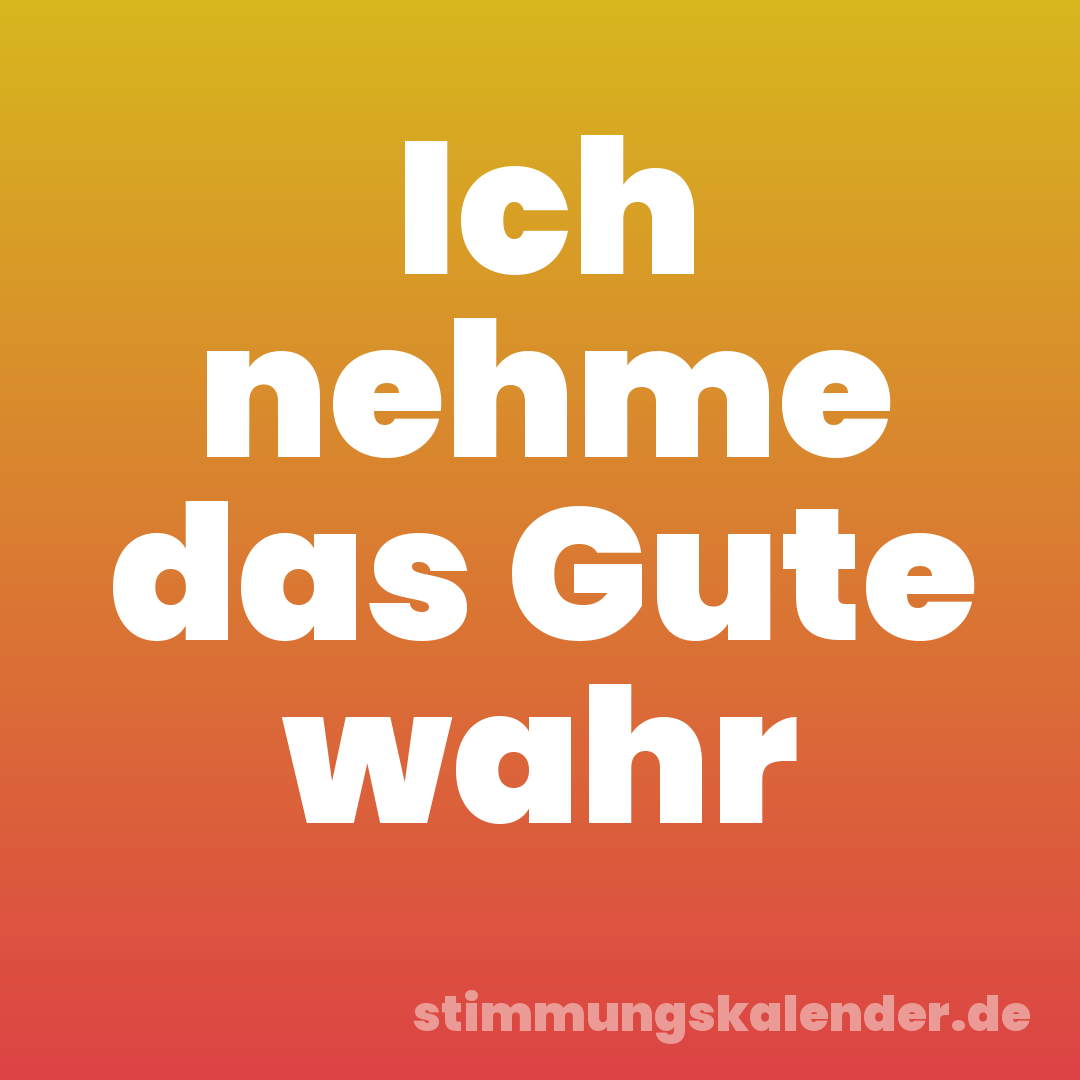 Ich nehme das Gute wahr