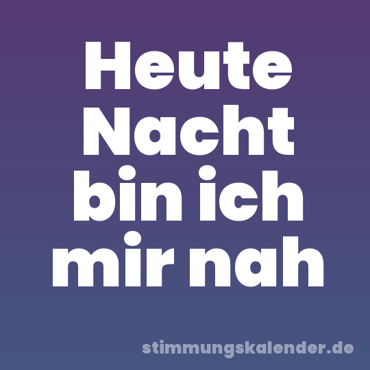 Heute Nacht bin ich mir nah