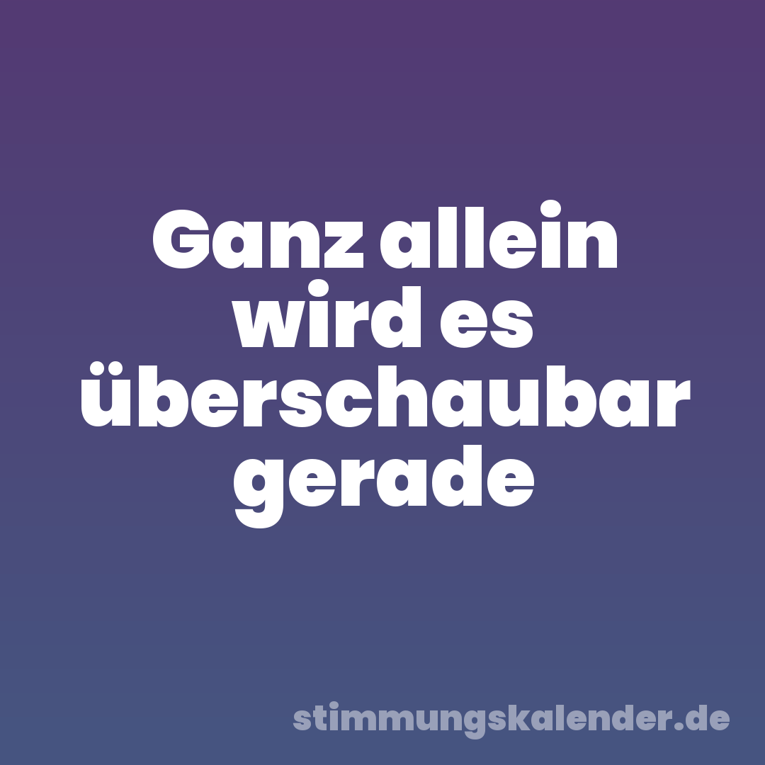 Ganz allein wird es überschaubar gerade