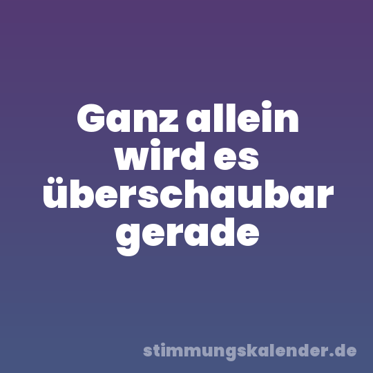 Ganz allein wird es überschaubar gerade