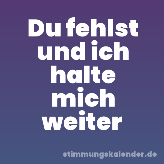 Du fehlst und ich halte mich weiter