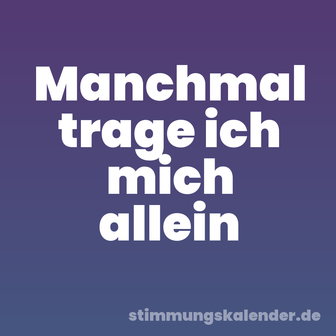 Manchmal trage ich mich allein