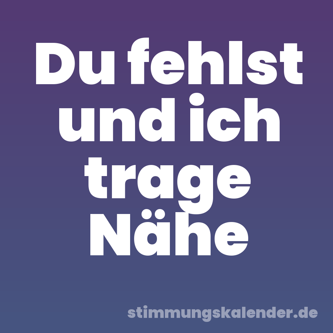 Du fehlst und ich trage Nähe