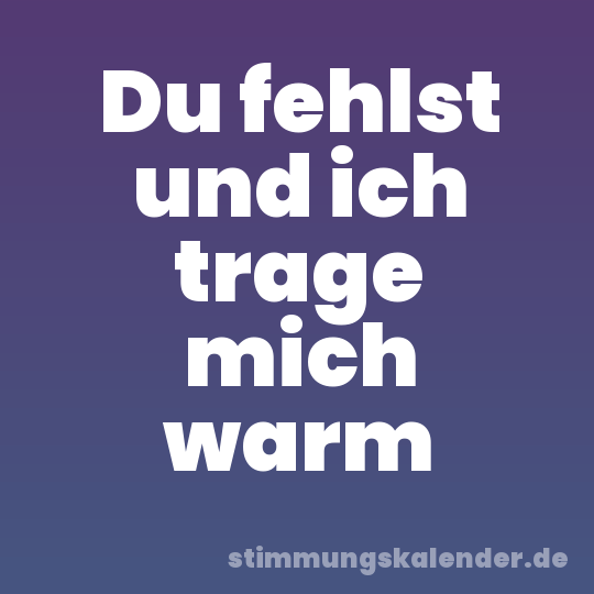 Du fehlst und ich trage mich warm