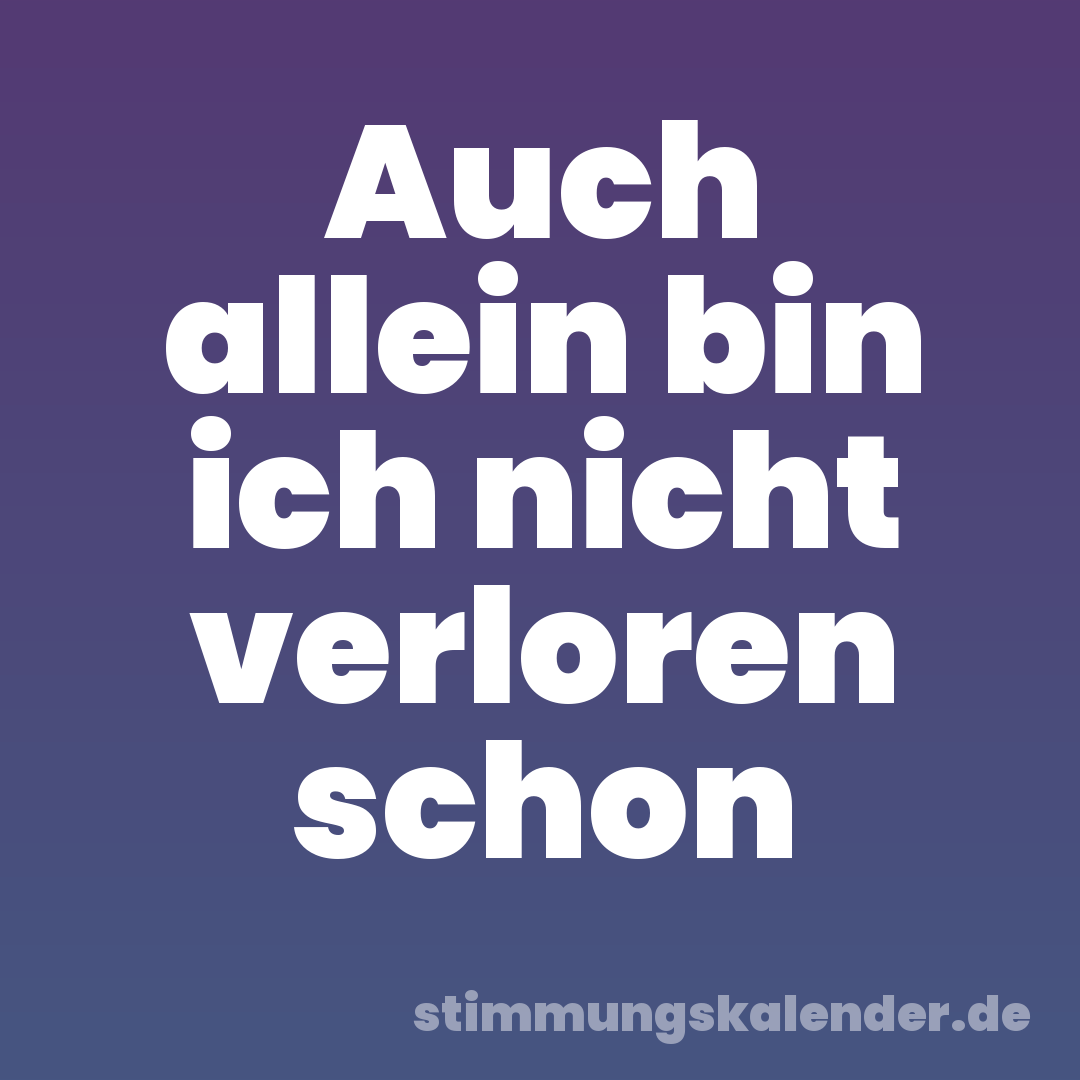 Auch allein bin ich nicht verloren schon
