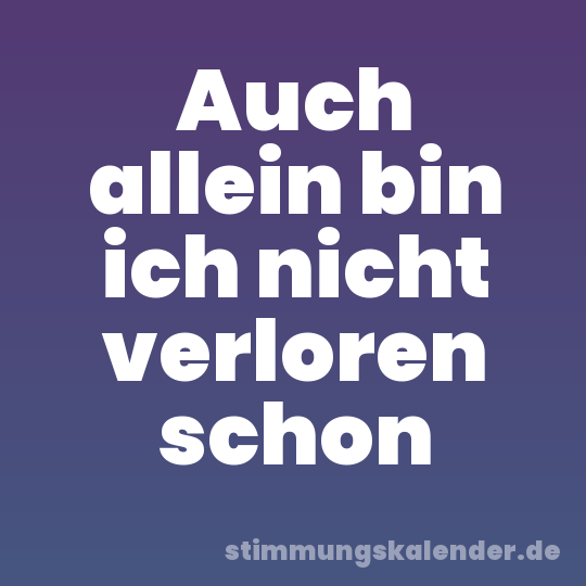 Auch allein bin ich nicht verloren schon