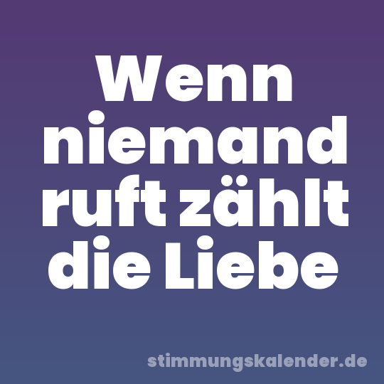 Wenn niemand ruft zählt die Liebe