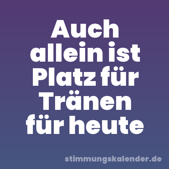 Auch allein ist Platz für Tränen für heute