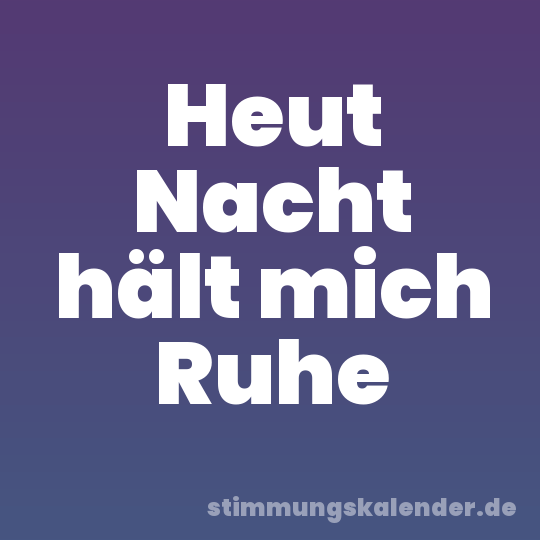 Heut Nacht hält mich Ruhe