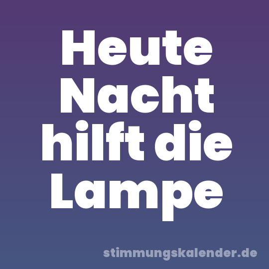 Heute Nacht hilft die Lampe