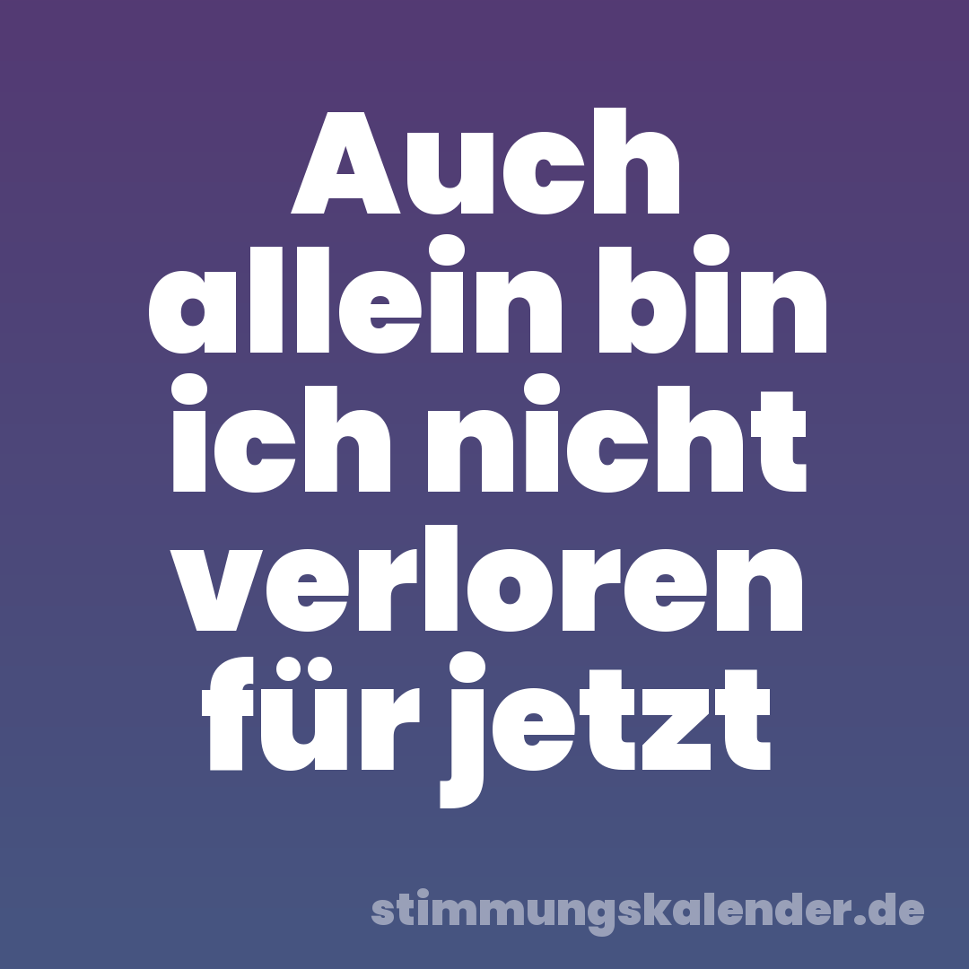 Auch allein bin ich nicht verloren für jetzt