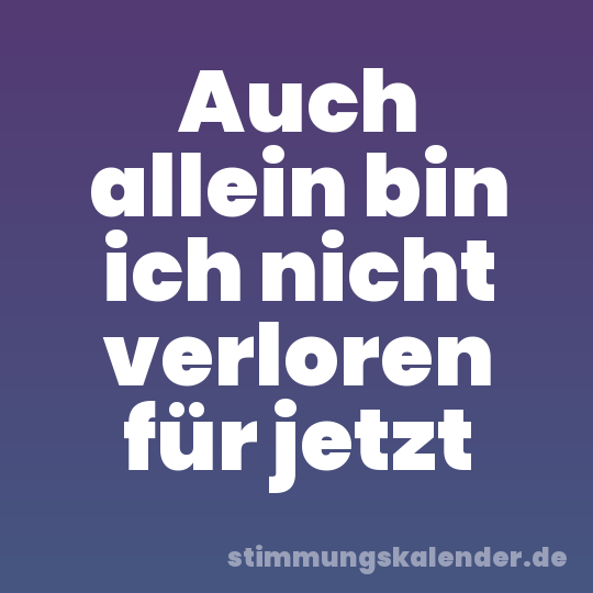 Auch allein bin ich nicht verloren für jetzt