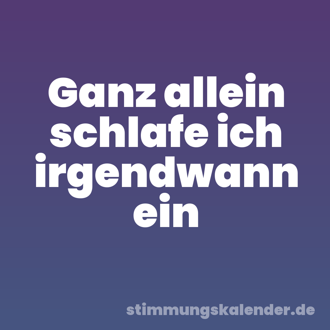 Ganz allein schlafe ich irgendwann ein